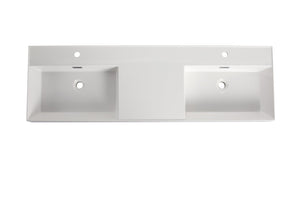 English Elm 60 Inch Resin Vessel Sink Wide Double Vanity Basin Contemporary Bathroom Style W999P358907