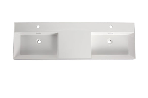 English Elm 60 Inch Resin Vessel Sink Wide Double Vanity Basin Contemporary Bathroom Style W999P358907