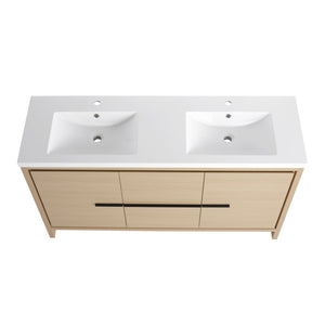 English Elm 60 Inch Resin Vessel Sink Wide Double Vanity Basin Contemporary Bathroom Style W999P358907