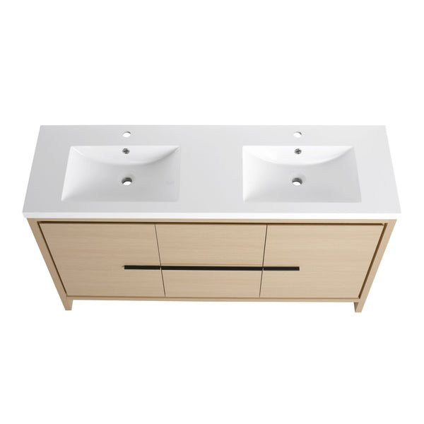 English Elm 60 Inch Resin Vessel Sink Wide Double Vanity Basin Contemporary Bathroom Style W999P358907