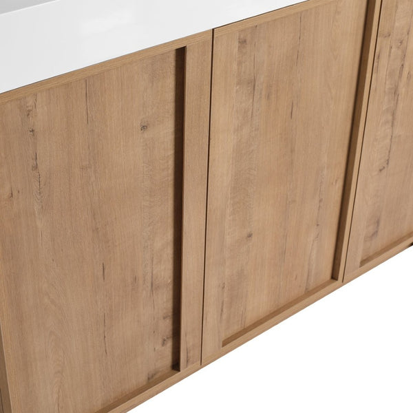 English Elm 48" Freestanding Bathroom Vanity Oak Finish Plywood Build with Soft Close Doors W999P447662
