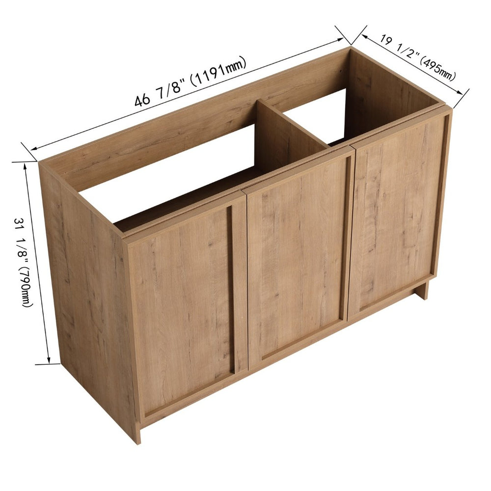 English Elm 48" Freestanding Bathroom Vanity Oak Finish Plywood Build with Soft Close Doors W999P447662