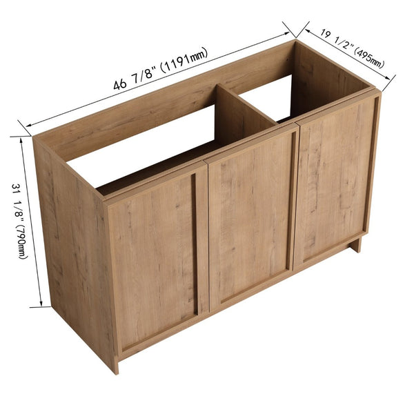 English Elm 48" Freestanding Bathroom Vanity Oak Finish Plywood Build with Soft Close Doors W999P447662