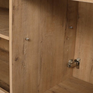 English Elm 60" Freestanding Bathroom Vanity Oak Finish Plywood Cabinet with Soft-close Doors W999P447665