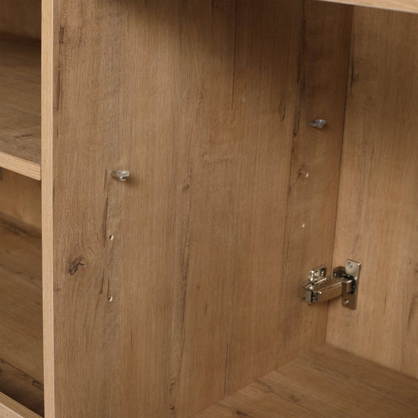 English Elm 60" Freestanding Bathroom Vanity Oak Finish Plywood Cabinet with Soft-close Doors W999P447665