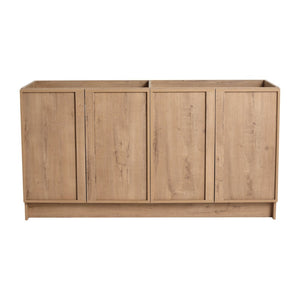 English Elm 60" Freestanding Bathroom Vanity Oak Finish Plywood Cabinet with Soft-close Doors W999P447665