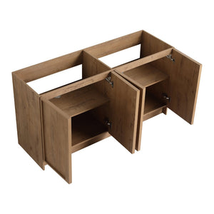 English Elm 60" Freestanding Bathroom Vanity Oak Finish Plywood Cabinet with Soft-close Doors W999P447665