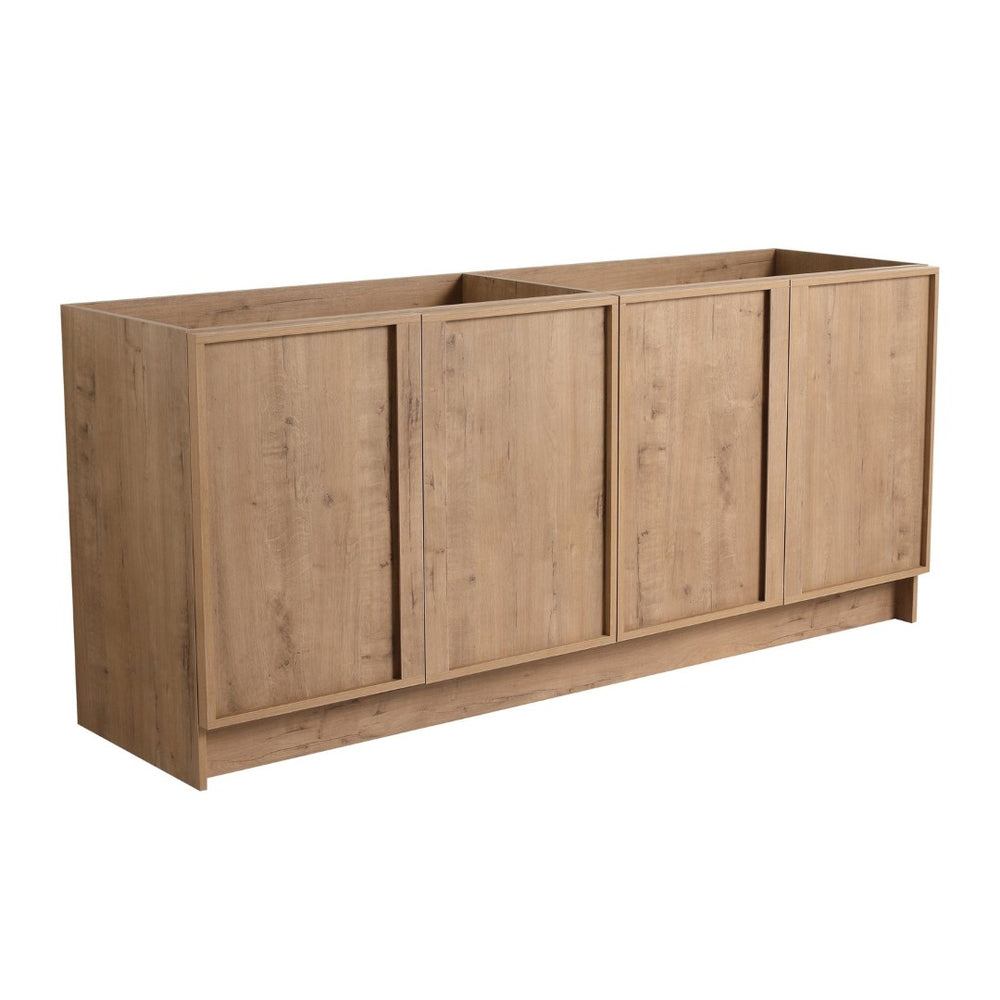 English Elm 72 Inch Freestanding Bathroom Vanity Oak Finish Plywood Build with Soft Close Doors W999P447666