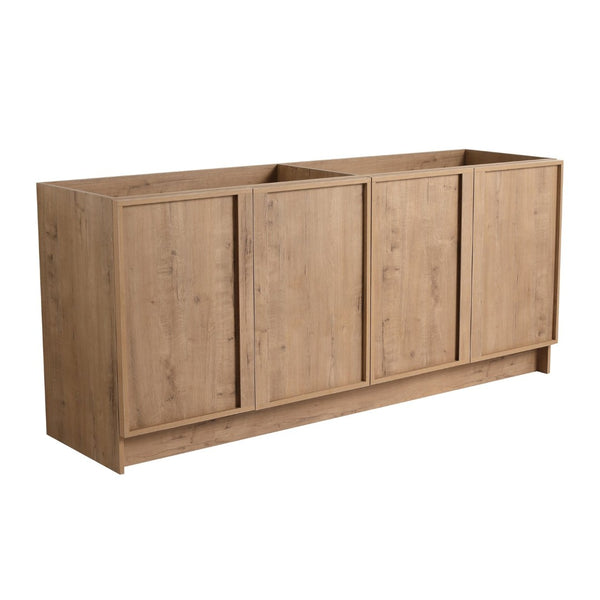 English Elm 72 Inch Freestanding Bathroom Vanity Oak Finish Plywood Build with Soft Close Doors W999P447666