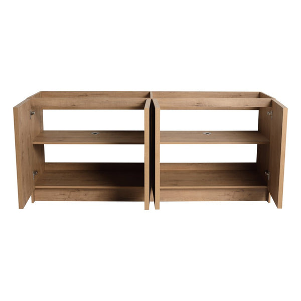 English Elm 72 Inch Freestanding Bathroom Vanity Oak Finish Plywood Build with Soft Close Doors W999P447666