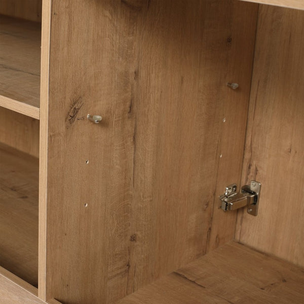 English Elm 72 Inch Freestanding Bathroom Vanity Oak Finish Plywood Build with Soft Close Doors W999P447666