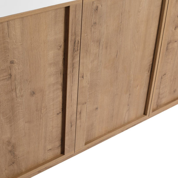 English Elm 72 Inch Freestanding Bathroom Vanity Oak Finish Plywood Build with Soft Close Doors W999P447666