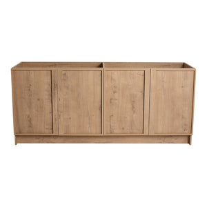 English Elm 72 Inch Freestanding Bathroom Vanity Oak Finish Plywood Build with Soft Close Doors W999P447666