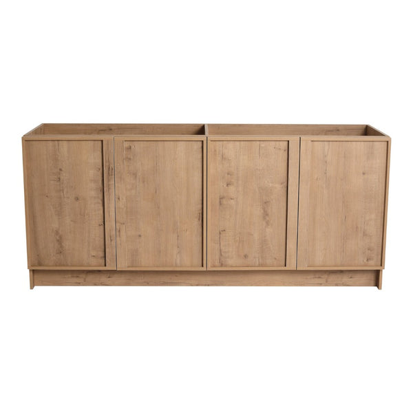 English Elm 72 Inch Freestanding Bathroom Vanity Oak Finish Plywood Build with Soft Close Doors W999P447666