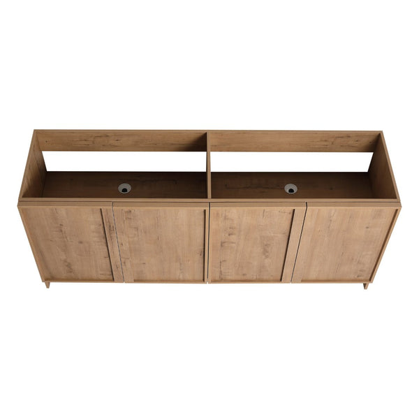 English Elm 72 Inch Freestanding Bathroom Vanity Oak Finish Plywood Build with Soft Close Doors W999P447666