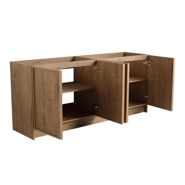 English Elm 72 Inch Freestanding Bathroom Vanity Oak Finish Plywood Build with Soft Close Doors W999P447666