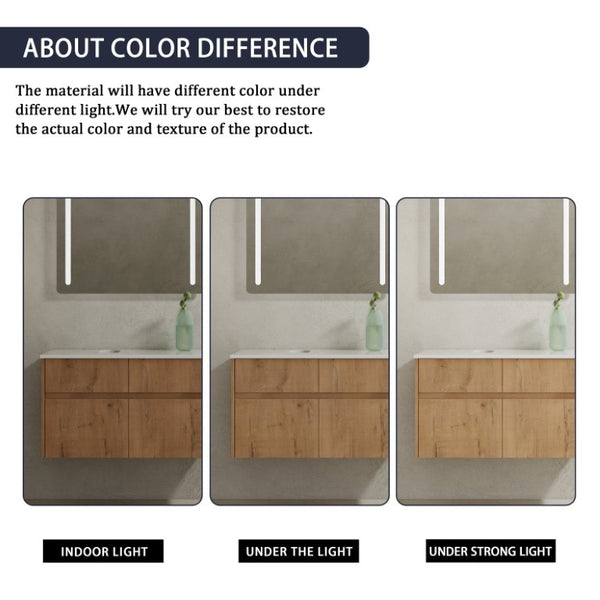 English Elm 32(31-1/2\) Inch Wall-Mounted Bathroom Vanity Plywood Cabinet Soft-Close Drawer Imitative Oak 31.5 L x 18.13 W x 18.31 H W999P530001
