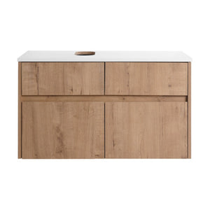 English Elm 32(31-1/2\) Inch Wall-Mounted Bathroom Vanity Plywood Cabinet Soft-Close Drawer Imitative Oak 31.5 L x 18.13 W x 18.31 H W999P530001