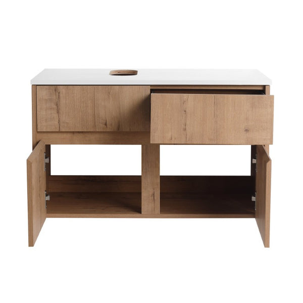 English Elm 32(31-1/2\) Inch Wall-Mounted Bathroom Vanity Plywood Cabinet Soft-Close Drawer Imitative Oak 31.5 L x 18.13 W x 18.31 H W999P530001