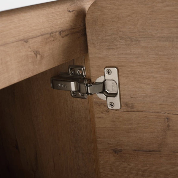 English Elm 48 Inch Freestanding Bathroom Vanity Plywood Oak Finish Soft Close Triple Door Storage W999P533681
