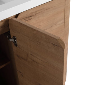 English Elm 48 Inch Freestanding Bathroom Vanity Plywood Oak Finish Soft Close Triple Door Storage W999P533681