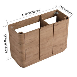 English Elm 48 Inch Freestanding Bathroom Vanity Plywood Oak Finish Soft Close Triple Door Storage W999P533681