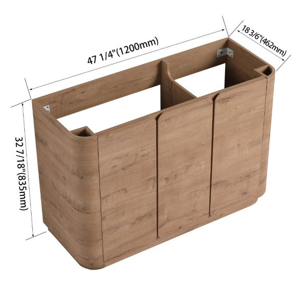English Elm 48 Inch Freestanding Bathroom Vanity Plywood Oak Finish Soft Close Triple Door Storage W999P533681