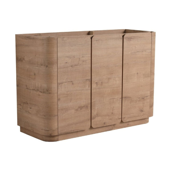 English Elm 48 Inch Freestanding Bathroom Vanity Plywood Oak Finish Soft Close Triple Door Storage W999P533681