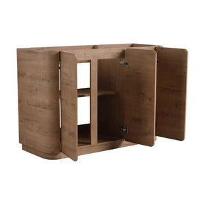 English Elm 48 Inch Freestanding Bathroom Vanity Plywood Oak Finish Soft Close Triple Door Storage W999P533681