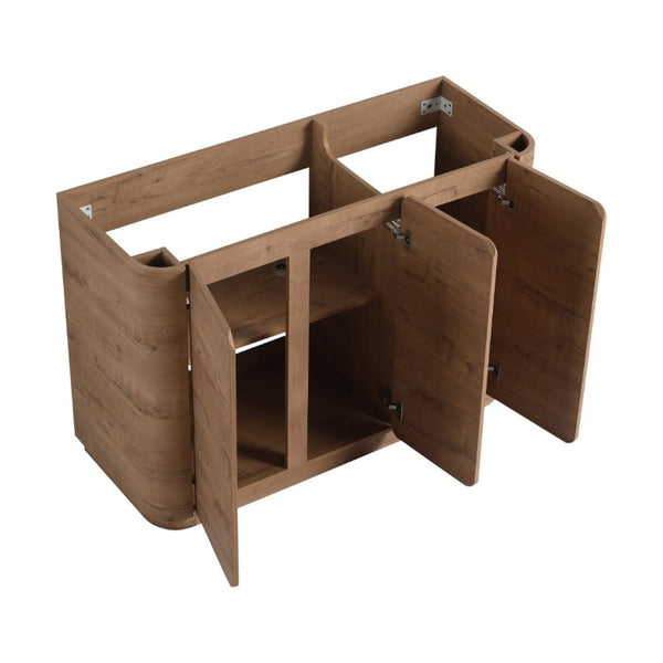 English Elm 48 Inch Freestanding Bathroom Vanity Plywood Oak Finish Soft Close Triple Door Storage W999P533681