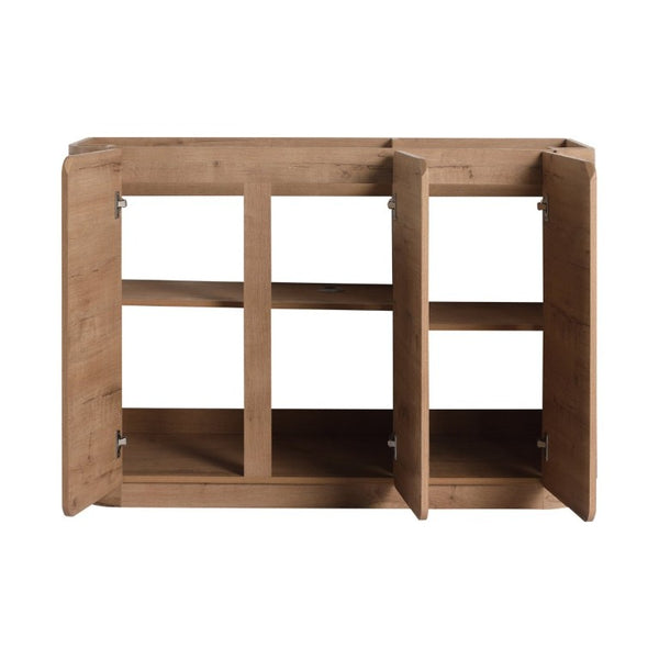English Elm 48 Inch Freestanding Bathroom Vanity Plywood Oak Finish Soft Close Triple Door Storage W999P533681
