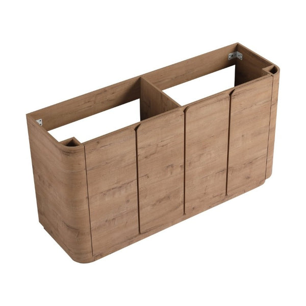 English Elm 60 Inch Freestanding Bathroom Vanity Oak Finish Plywood Build with Soft Close Doors W999P533682