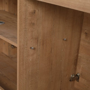 English Elm 60 Inch Freestanding Bathroom Vanity Oak Finish Plywood Build with Soft Close Doors W999P533682