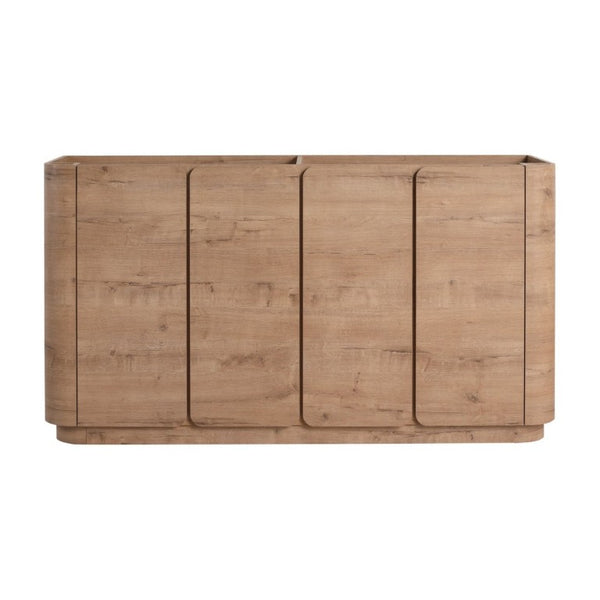 English Elm 60 Inch Freestanding Bathroom Vanity Oak Finish Plywood Build with Soft Close Doors W999P533682