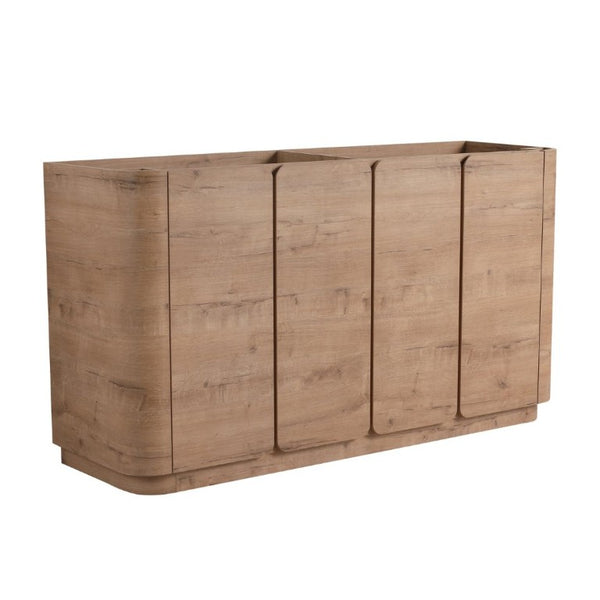 English Elm 60 Inch Freestanding Bathroom Vanity Oak Finish Plywood Build with Soft Close Doors W999P533682