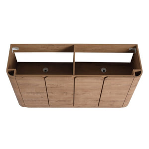 English Elm 60 Inch Freestanding Bathroom Vanity Oak Finish Plywood Build with Soft Close Doors W999P533682