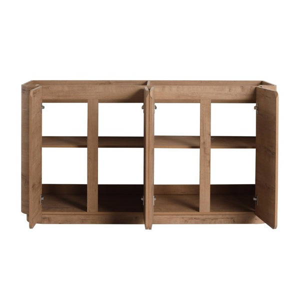 English Elm 60 Inch Freestanding Bathroom Vanity Oak Finish Plywood Build with Soft Close Doors W999P533682