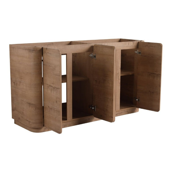 English Elm 60 Inch Freestanding Bathroom Vanity Oak Finish Plywood Build with Soft Close Doors W999P533682