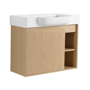 English Elm 32(31-1/2\) Inch Wall-Mounted Bathroom Vanity Plywood Cabinet Soft-Close Drawer Oak 27.2 L x 14.8 W x 22.8 H W999P556325