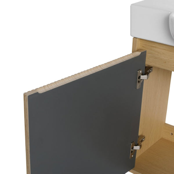 English Elm 32(31-1/2\) Inch Wall-Mounted Bathroom Vanity Plywood Cabinet Soft-Close Drawer Oak 27.2 L x 14.8 W x 22.8 H W999P556325