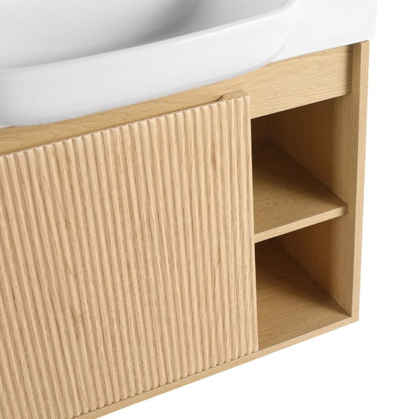 English Elm 32(31-1/2\) Inch Wall-Mounted Bathroom Vanity Plywood Cabinet Soft-Close Drawer Oak 27.2 L x 14.8 W x 22.8 H W999P556325