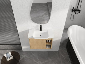 English Elm 32(31-1/2\) Inch Wall-Mounted Bathroom Vanity Plywood Cabinet Soft-Close Drawer Oak 27.2 L x 14.8 W x 22.8 H W999P556325