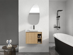 English Elm 32(31-1/2\) Inch Wall-Mounted Bathroom Vanity Plywood Cabinet Soft-Close Drawer Oak 27.2 L x 14.8 W x 22.8 H W999P556325