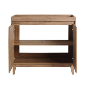 English Elm 32(31-1/2) Inch Wall Mounted Bathroom Vanity Plywood Cabinet with Ceramic Art Sink 36 inches MDF W999P577655