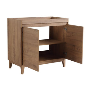 English Elm 32(31-1/2) Inch Wall Mounted Bathroom Vanity Plywood Cabinet with Ceramic Art Sink 36 inches MDF W999P577655