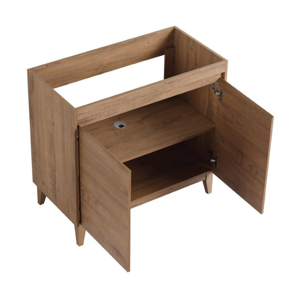 English Elm 32(31-1/2) Inch Wall Mounted Bathroom Vanity Plywood Cabinet with Ceramic Art Sink 36 inches MDF W999P577655