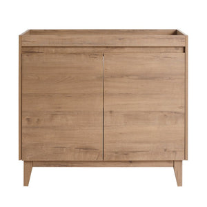 English Elm 32(31-1/2) Inch Wall Mounted Bathroom Vanity Plywood Cabinet with Ceramic Art Sink 36 inches MDF W999P577655