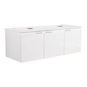 English Elm 48 Inch Floating Bathroom Vanity with Ceramic Sinks Soft Close Doors Modern Bath 48 inches W999S00241