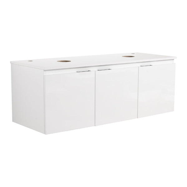 English Elm 48 Inch Floating Bathroom Vanity with Ceramic Sinks Soft Close Doors Modern Bath 48 inches W999S00241