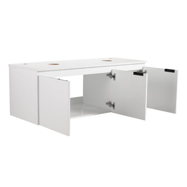English Elm 48 Inch Floating Bathroom Vanity with Ceramic Sinks Soft Close Doors Modern Bath 48 inches W999S00241